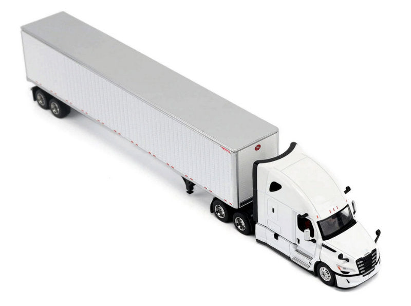 2025 Freightliner Cascadia Gen-5 Sleeper Tractor w/Great Dane Champion 53ft Box Trailer, Winter White 1:64 Diecast Model Truck by Diecast Masters