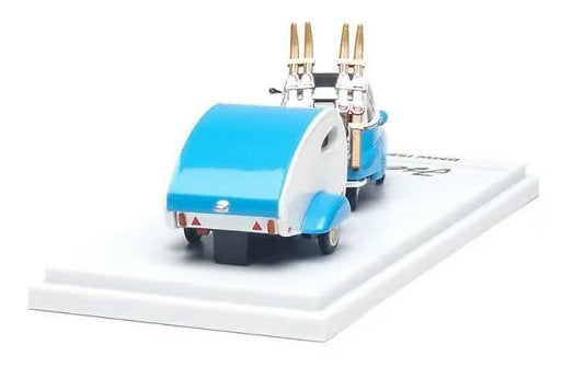 BMW Isetta w/Ski & Trailer Set, Blue 1:64 Diecast Model Car by Almost Real