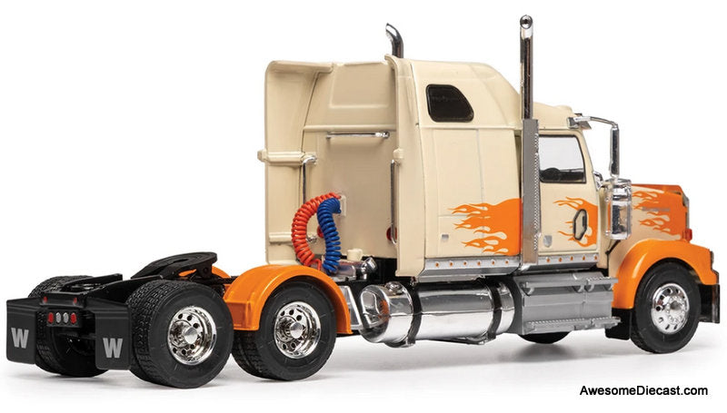 2000 Western Star 4900 Sleeper Tractor, Cream/Orange 1:43 Diecast Model Truck by IXO