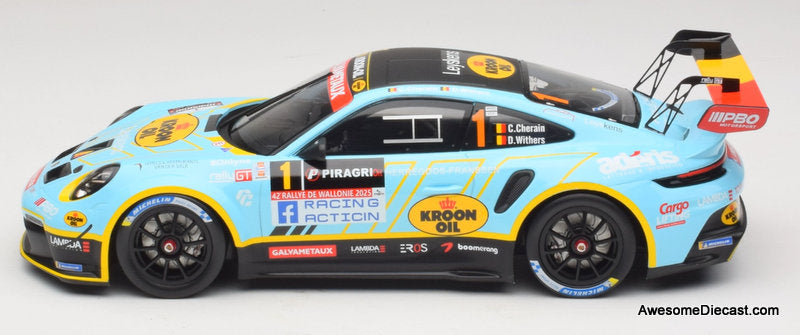 2025 Porsche 911 992 Rally GT #1 Rallye de Wallonie 2025 1:18 Diecast Model Car by IXO