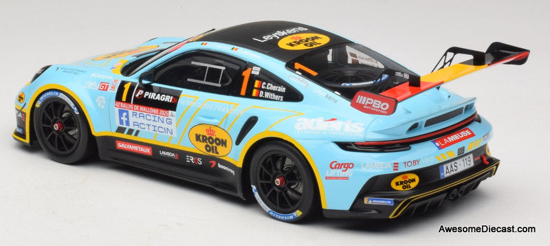 2025 Porsche 911 992 Rally GT #1 Rallye de Wallonie 2025 1:18 Diecast Model Car by IXO