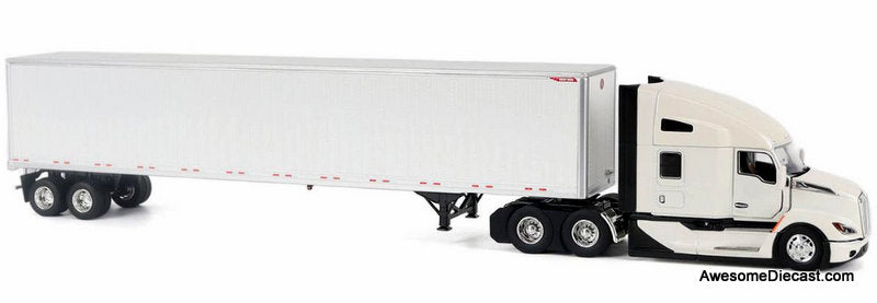 Kenworth T680 Next-Gen 76"High-Roof Sleeper-Cab Tandem Tractor w/Great Dane Champion 53' Dry Cargo Trailer, White 1:50 Diecast Model Truck by Diecast Masters