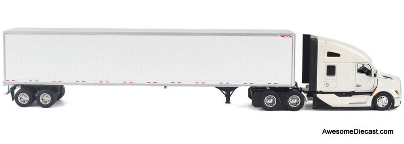 Kenworth T680 Next-Gen 76"High-Roof Sleeper-Cab Tandem Tractor w/Great Dane Champion 53' Dry Cargo Trailer, White 1:50 Diecast Model Truck by Diecast Masters