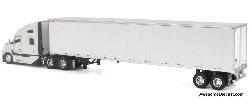 Kenworth T680 Next-Gen 76"High-Roof Sleeper-Cab Tandem Tractor w/Great Dane Champion 53' Dry Cargo Trailer, White 1:50 Diecast Model Truck by Diecast Masters