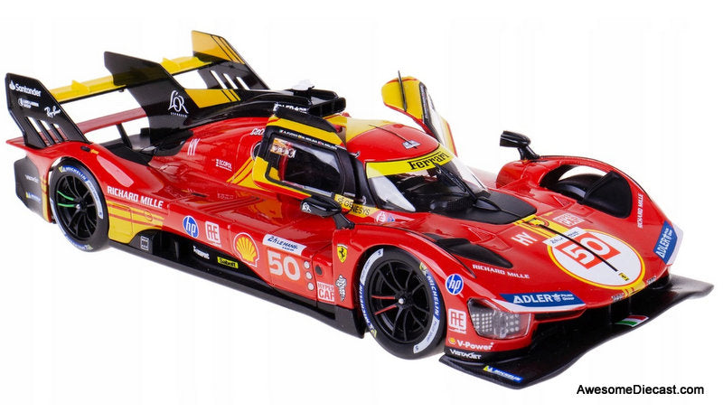 Ferrari 499P 3.0L Turbo V6 #50 2024 24Hr Le Mans 1:18 Diecast Model Car by Burago