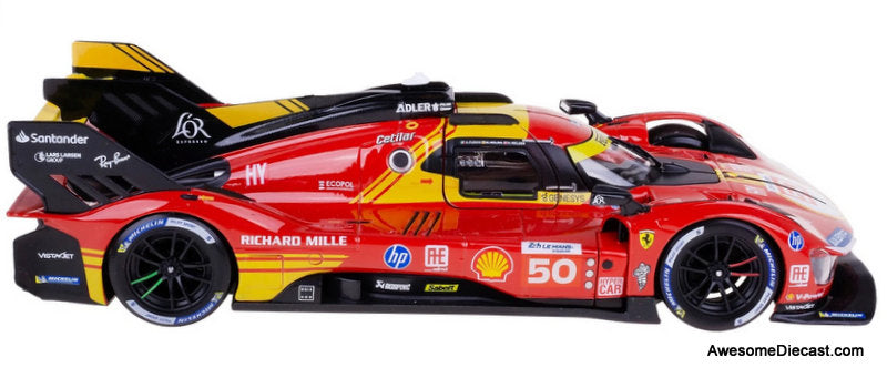 Ferrari 499P 3.0L Turbo V6 #50 2024 24Hr Le Mans 1:18 Diecast Model Car by Burago