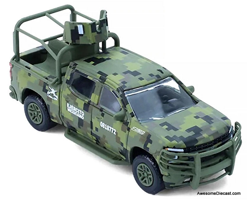 2021 Chevrolet Silverado LT Trail Boss Z71 Truck "Mexican Military" Green Digital Camouflage 1:64 Diecast Model Car by Greenlight