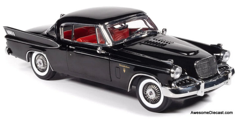 1957 Studebaker Gold Hawk MCACN, Black 1:18 Diecast Model Car by Auto World