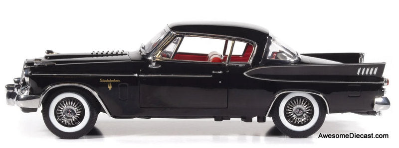 1957 Studebaker Gold Hawk MCACN, Black 1:18 Diecast Model Car by Auto World