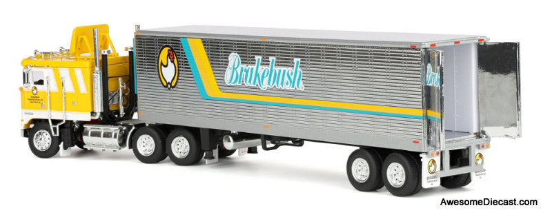 Kenworth K100 COE Sleeper Tractor w/Vintage Reefer Trailer, Brakebush Chicken 1:64 Diecast Model Truck DCP by FG