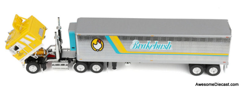 Kenworth K100 COE Sleeper Tractor w/Vintage Reefer Trailer, Brakebush Chicken 1:64 Diecast Model Truck DCP by FG