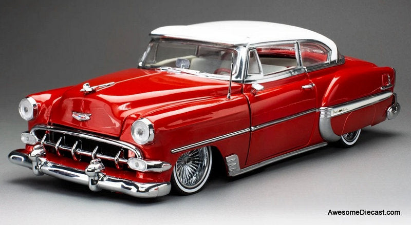 1954 Chevrolet Bel Air Lowrider, Red/White 1:18 Diecast Model Car by Sun Star