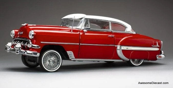 1954 Chevrolet Bel Air Lowrider, Red/White 1:18 Diecast Model Car by Sun Star