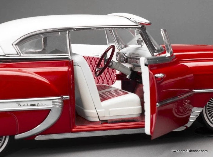1954 Chevrolet Bel Air Lowrider, Red/White 1:18 Diecast Model Car by Sun Star