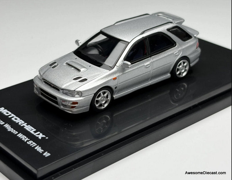 Subaru Impreza Wagon WRX STi Ver VI, Arctic Silver Metallic 1:64 Diecast Model Car by MotorHelix