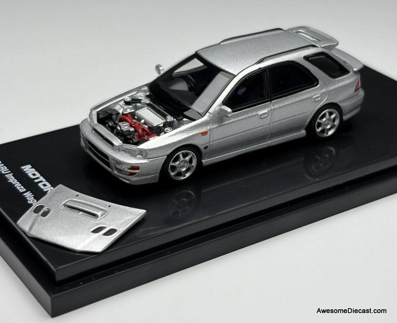 Subaru Impreza Wagon WRX STi Ver VI, Arctic Silver Metallic 1:64 Diecast Model Car by MotorHelix