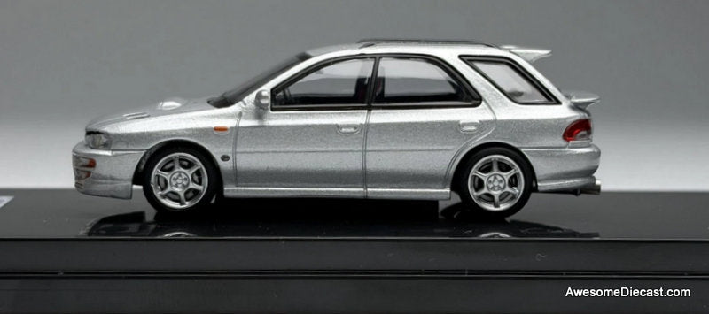 Subaru Impreza Wagon WRX STi Ver VI, Arctic Silver Metallic 1:64 Diecast Model Car by MotorHelix