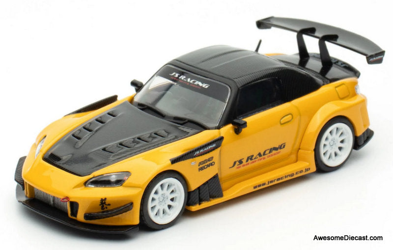 Honda S2000, Yellow/Carbon Fiber J's Racing 1:64 Diecast Model Car by MotorHelix