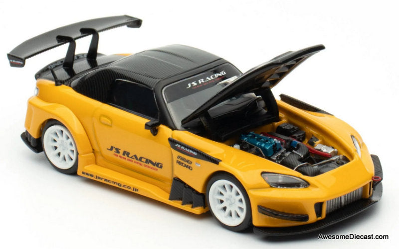 Honda S2000, Yellow/Carbon Fiber J's Racing 1:64 Diecast Model Car by MotorHelix