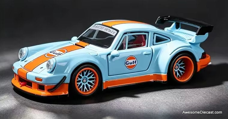 Porsche 930 RWB, Gulf Livery 1:64 Diecast Model Car by FG Model