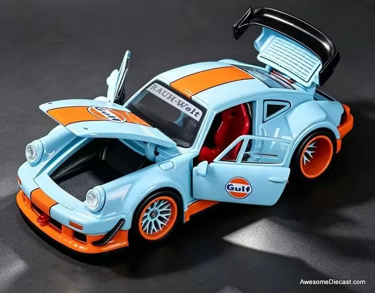 Porsche 930 RWB, Gulf Livery 1:64 Diecast Model Car by FG Model