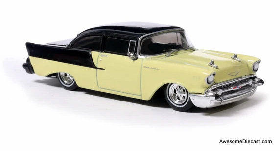 1957 Chevrolet One-Fifty Lowered, Colonial Cream/Onyx Black 1:64 Diecast Model Car by IXO