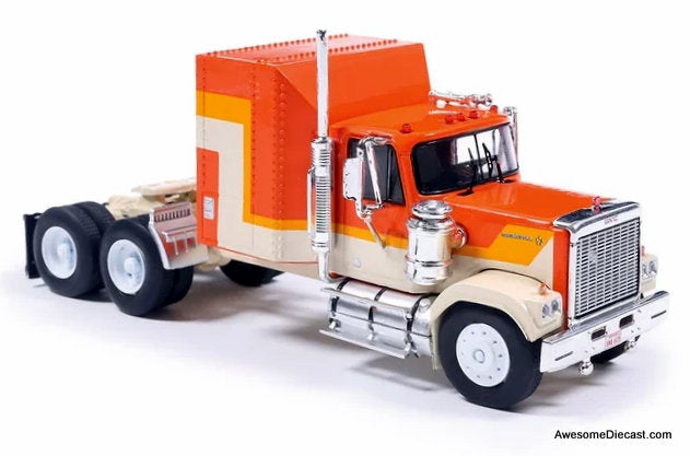 1980 GMC General Sleeper Tractor, Orange/Yellow 1:64 Diecast Model Truck by IXO