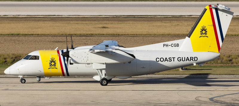 De Havilland Canada Dash 8-Q100 (Reg #PH-CGB) Netherlands Coastguard 1:200 Diecast Model Plane by JC Wings