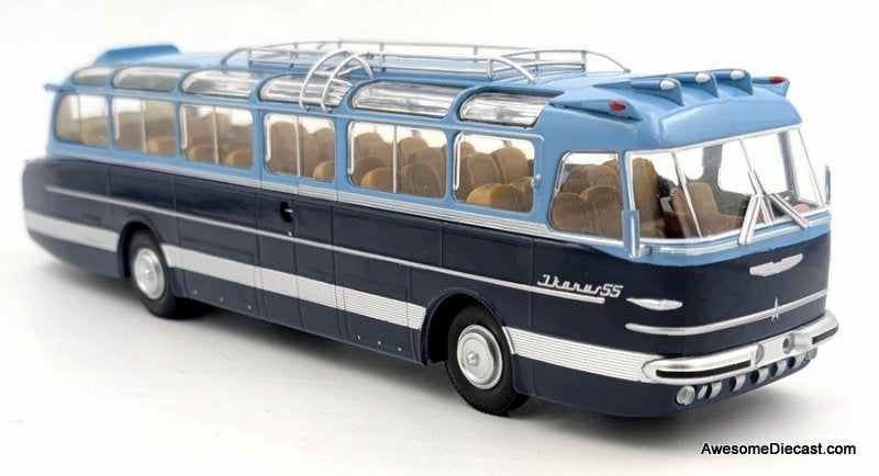 Ikarus-55 Motor Coach, Light Blue/Dark Blue 1:43 ABS Plastic Model Bus by Premium ClassiXXS
