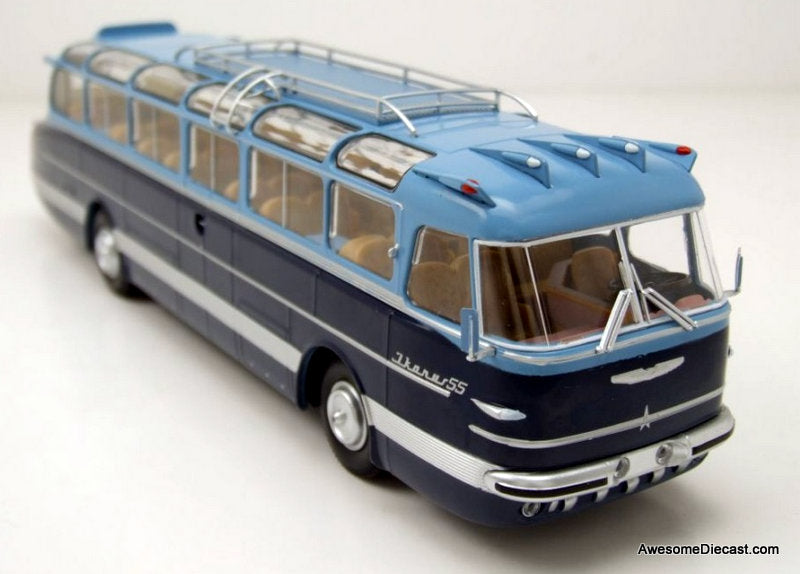 Ikarus-55 Motor Coach, Light Blue/Dark Blue 1:43 ABS Plastic Model Bus by Premium ClassiXXS