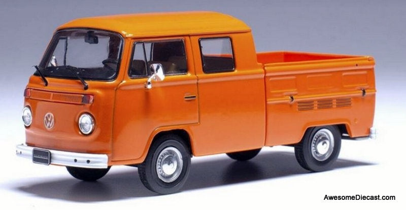 1982 Volkswagen T2B Double cab Pick-Up, Orange 1:43 Diecast Model Truck by IXO
