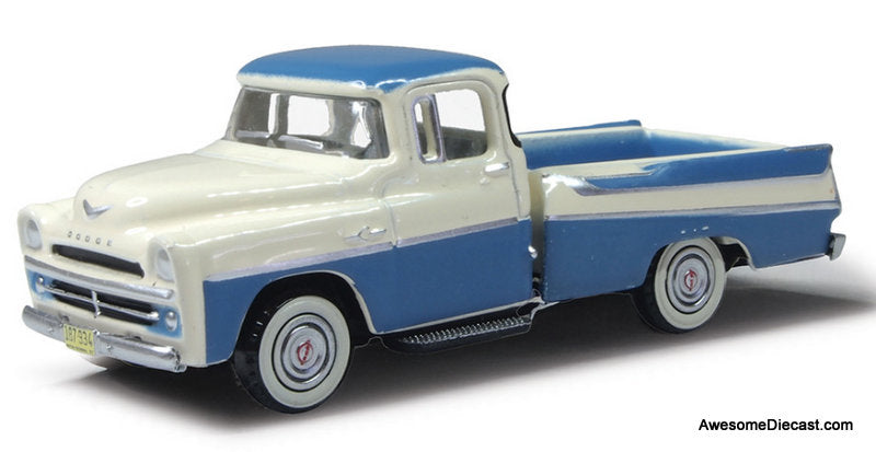1957 Dodge D100 Sweptside Pickup, Ice Blue/Glacier White 1:87 Diecast Model Truck by Oxford Diecast