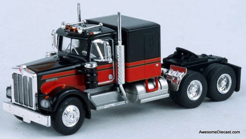 Kenworth W900 Sleeper Tractor, Black/Red 1:87 ABS Plastic Model Truck by Brekina