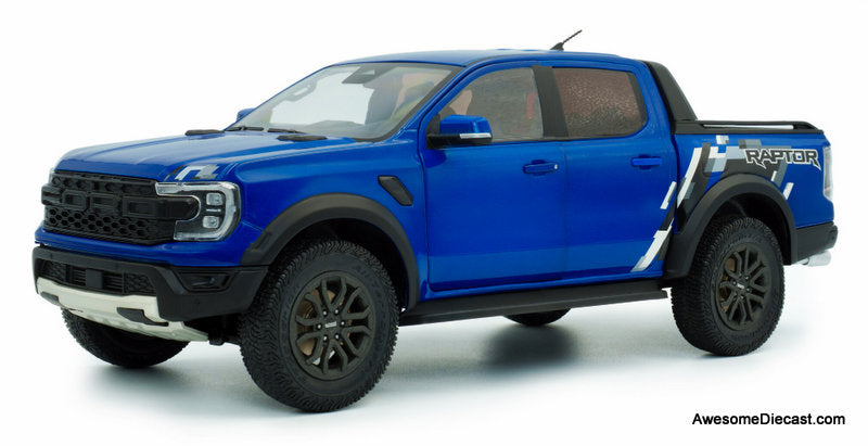 2024 Ford Ranger Raptor Pick-Up Truck, Blue Lightning 1:18 Diecast Model Truck by Solido