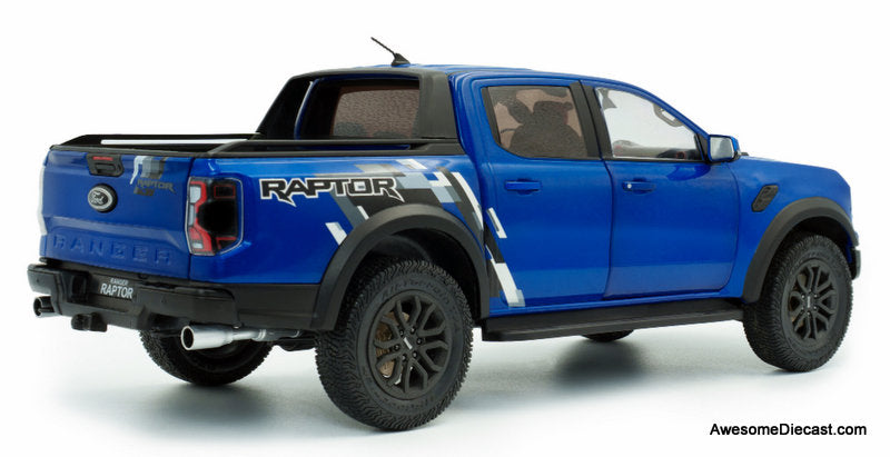 2024 Ford Ranger Raptor Pick-Up Truck, Blue Lightning 1:18 Diecast Model Truck by Solido