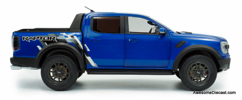 2024 Ford Ranger Raptor Pick-Up Truck, Blue Lightning 1:18 Diecast Model Truck by Solido