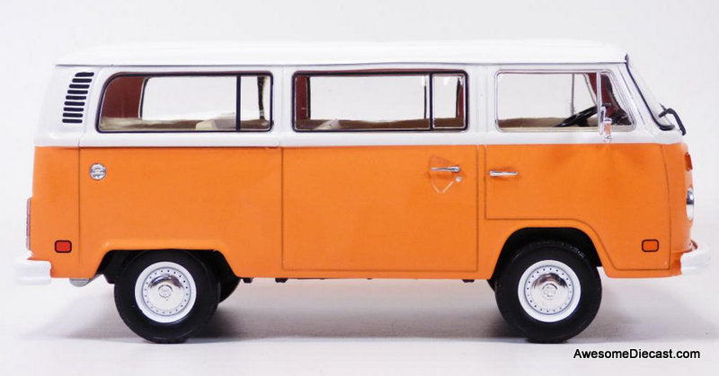 1974 Volkswagen T2 Bus, Orange/White 1:24 Diecast Model Car by IXO