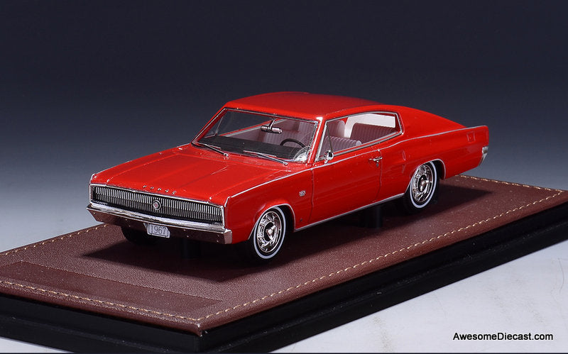 1967 Dodge Charger, Bright Red 1:43 Resin Cast Model car by GLM