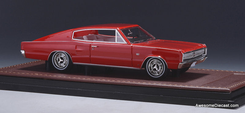 1967 Dodge Charger, Bright Red 1:43 Resin Cast Model car by GLM