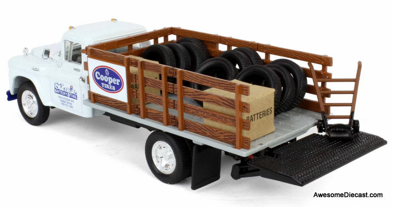 1958 GMC Stake Truck, Cooper Tires & St. Lucie Battery 1:34 Diecast Model Truck by First Gear