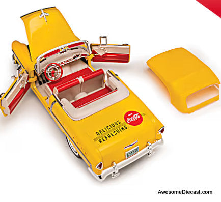 1955 Chevrolet Bel Air Convertible, Yellow Coca Cola 1:18 Diecast Model Car by Motor City Classics