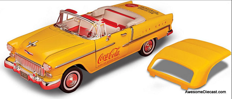 1955 Chevrolet Bel Air Convertible, Yellow Coca Cola 1:18 Diecast Model Car by Motor City Classics