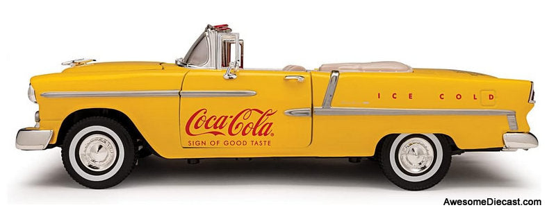 1955 Chevrolet Bel Air Convertible, Yellow Coca Cola 1:18 Diecast Model Car by Motor City Classics