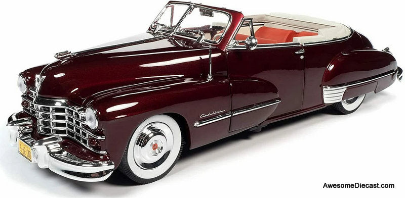 1947 Cadillac Series 62 Cabriolet, Burgundy 1:18 Diecast Model Car by Auto World