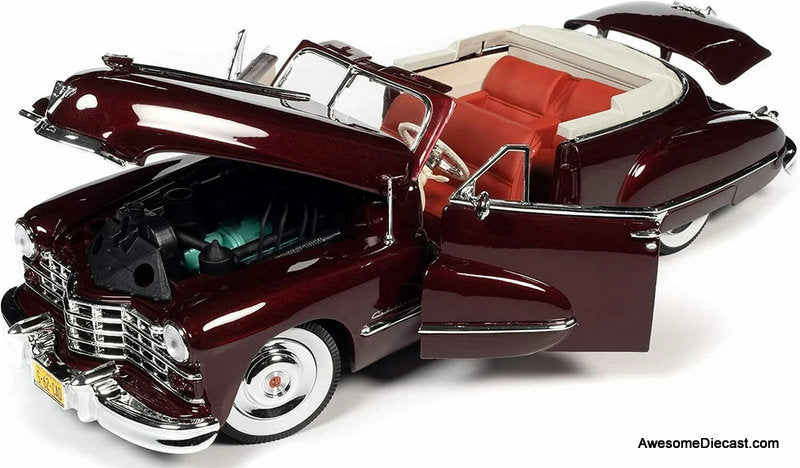 1947 Cadillac Series 62 Cabriolet, Burgundy 1:18 Diecast Model Car by Auto World