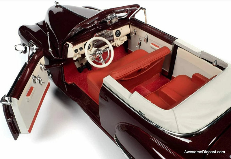 1947 Cadillac Series 62 Cabriolet, Burgundy 1:18 Diecast Model Car by Auto World