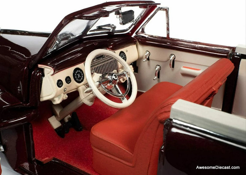 1947 Cadillac Series 62 Cabriolet, Burgundy 1:18 Diecast Model Car by Auto World