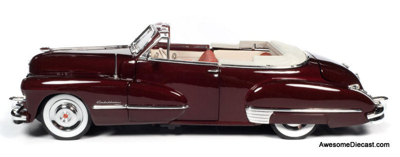 1947 Cadillac Series 62 Cabriolet, Burgundy 1:18 Diecast Model Car by Auto World