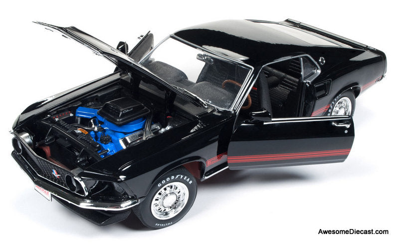 1969 Ford Mustang Mach 1, Black (Hemmings Muscle Machines) 1:18 Diecast Model Car by Auto World