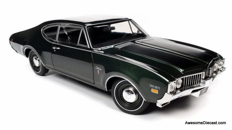 1969 Oldsmobile Cutlass S W-31, Metallic green 1:18 Diecast Model Car by Auto World